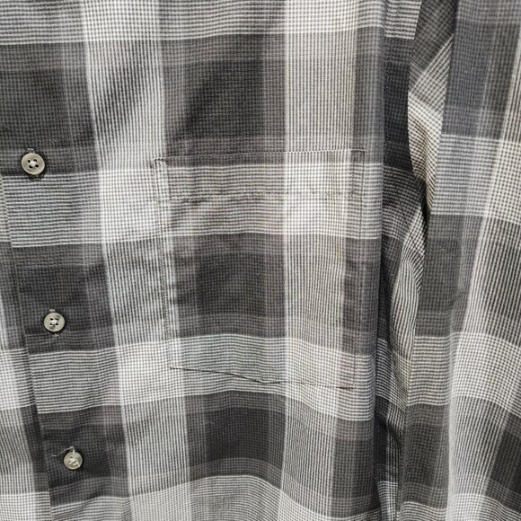 Geoffrey Beene Mens 15.5 32/33 Plaid Long Sleeve Dress Shirt Gray Black Classic - Picture 6 of 9